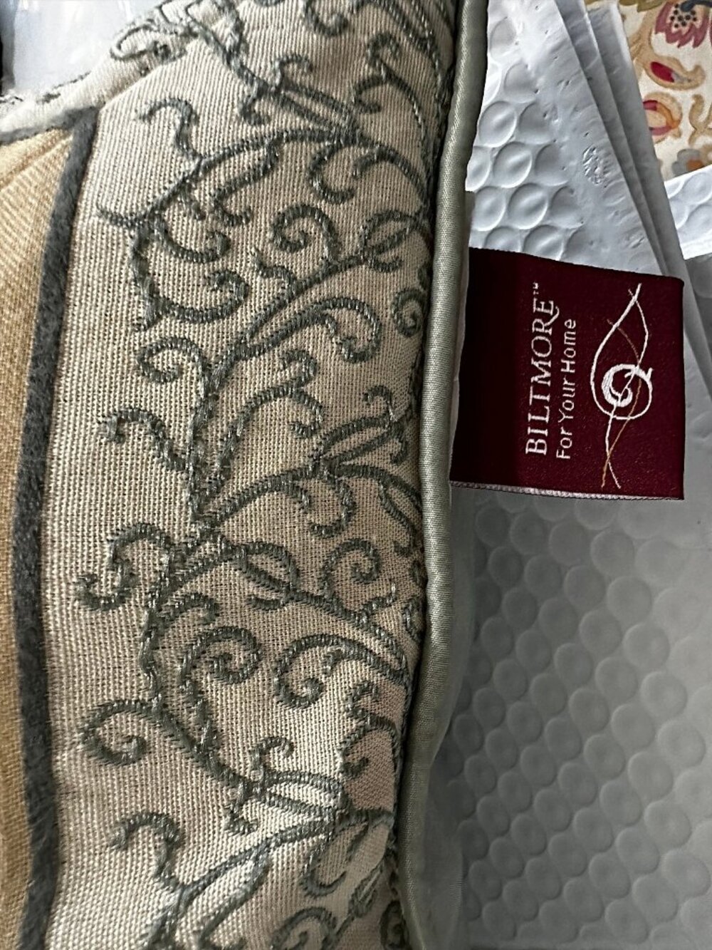 Biltmore For Your Home Cream & Mint Green Scroll Damask Accent Pillow, 18 x 18 i